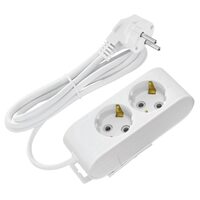 Prelungitor 2 locasuri, Lungime 2 m, Alb, Schuko, IP20