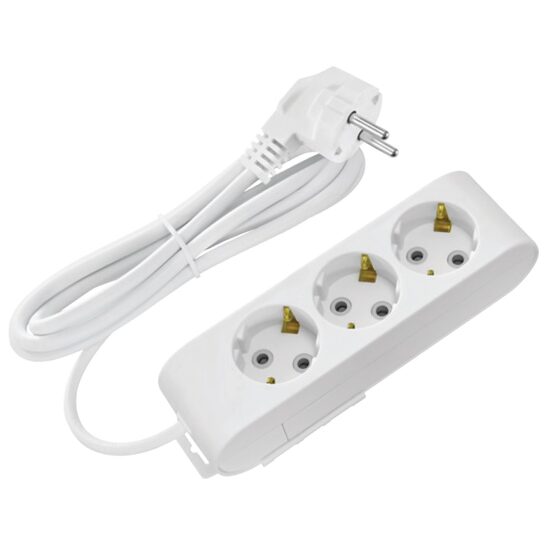 Prelungitor 3 locasuri, Lungime 3 m, Alb, Schuko, IP20