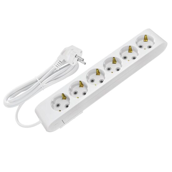Prelungitor 6 locasuri, Lungime 5 m, Alb, Schuko, IP20