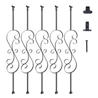 Set 5 stalpi balustrada, 185 x 20 x 1118 mm, Negru mat, accesorii prindere