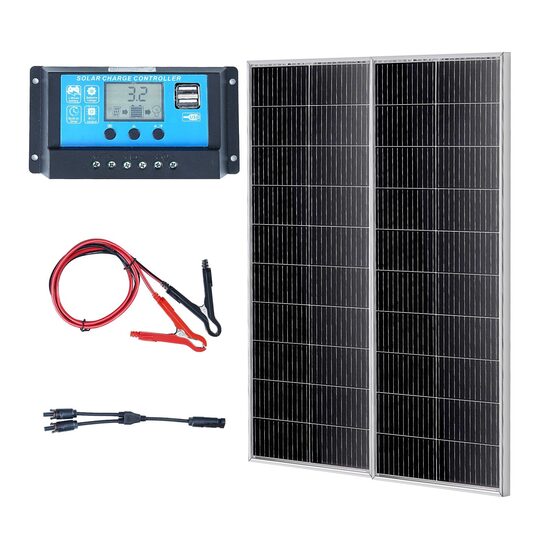 Set 2 Panouri solare pentru camping, Controler de incarcare, Portabil, 200 W, IP68, dimensiune 1095 x 450 x 29 mm 