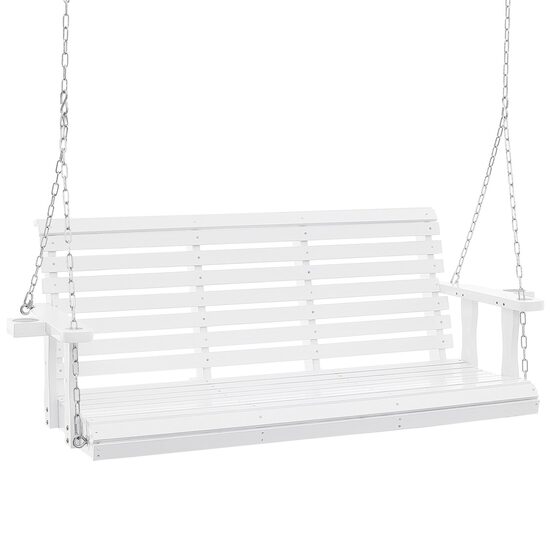 Leagan din lemn de cedru, 3 persoane, Alb, Lanturi si accesorii prindere, 1702x710x600 mm, max 362 kg