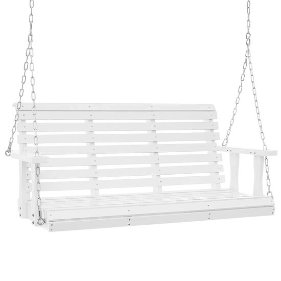 Leagan din lemn de cedru, 3 persoane, Alb, Lanturi si accesorii prindere, 1370 x 710 x 600 mm, max 362 kg