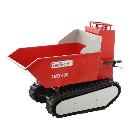 Roaba electrica cu senile, cuva rabatabila, Geotech TMD, putere 800 W, 6 km/h, 400kg/160 L
