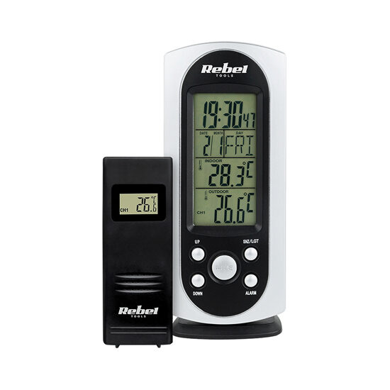 Statie meteo cu senzor exterior, IP44, -30° C pana la 60°, Alarma, Ceas