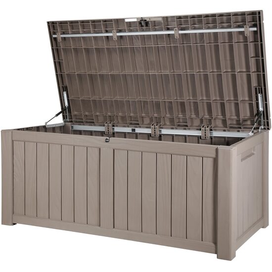 Lada depozitare accesorii gradina pentru exterior 455 l, Rattan artificial, Maro, 1220 x 545 x 623 mm, protectie UV
