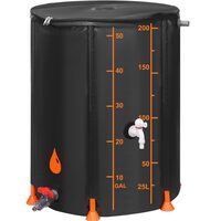 Butoi pliabil pentru apa pluviala, Negru, Capacitate 201 L, 2 x robinete