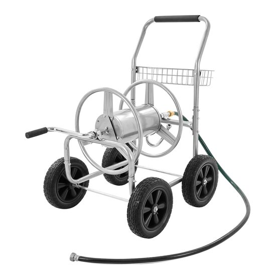 Carucior cu tambur pentru furtun, otel, dimensiune 820 x 565 x 900 mm, maxim 76 m pentru diametru de 5/8 inch
