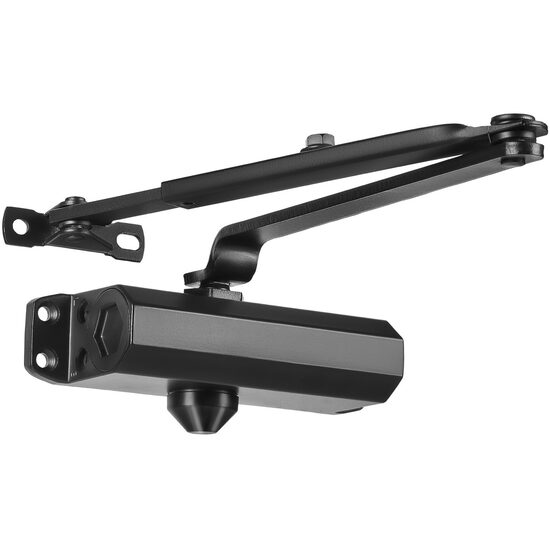 Brat amortizor hidraulic, pentru inchidere usa max 85 kg, Aluminiu, 184 x 76 x 66.5 mm, Negru