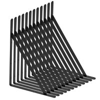 Set 12 suporturi pentru rafturi, 460 x 305 x 25 mm, Otel, Negru, max 72.6 kg, Grosime 3 mm