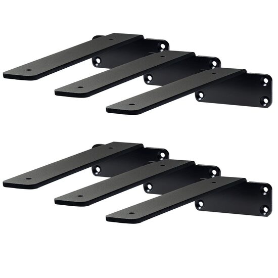 Set 6 suporturi pentru rafturi, 160 x 100 x 45 mm, Otel, Negru, max 72.6 kg, Grosime 5 mm