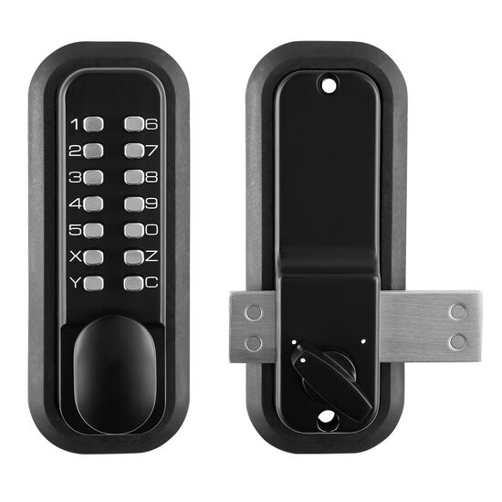 Yala mecanica cu parola, fara baterii, impermeabila pentru usi exterioare si interioare, Zinc, 149 x 103 x 150 mm, Negru