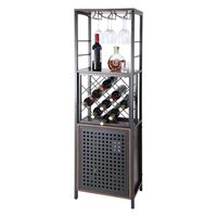Suport pentru sticle si pahare, Pal melaminat, Cadru otel, Culoare maro / negru, max 104 kg, Inaltime 1550 mm