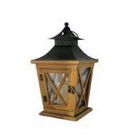 Lampa de gradina din lemn cu led, Strend Pro Nicehome, 19x19x36 cm