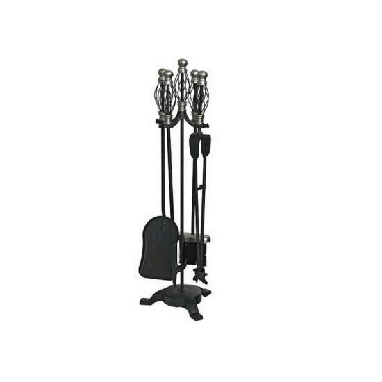 Set stativ 5 unelte pentru semineu, Strend Pro FT23SB, 66 cm, placat cu nichel