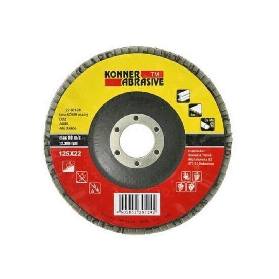 Disc lamelar frontal otel inox, Konner 125 x 22 mm, P60