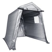Cort depozitare pentru gradina, 182.9 x 243.8 x 213.4 cm, Gri, Cadru Otel galvanizat, 1 x fereastra