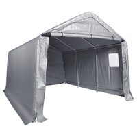 Cort depozitare pentru gradina, 304.8 x 457.2 x 243.8 cm, Gri, Cadru Otel galvanizat, 1 x fereastra