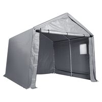 Cort depozitare pentru gradina, 304.8 x 304.8 x 259.1 cm, Gri, Cadru Otel galvanizat, 1 x fereastra