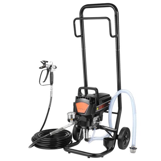 Pompa de vopsit pentru suprafete mari, putere 950 W, 2 l/min, 207 Bar, lungime furtun 15 m, cadru cu roti