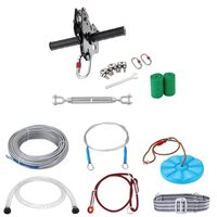 Set tiroliana lungime 18.5 m, capacitate max 226 kg, cablu, Ham, frana cu arc, scaun