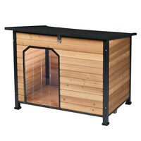 Cusca pentru caini, Lemn/Metal, usa PVC transparent, capac detasabil, 1100x747x848 mm