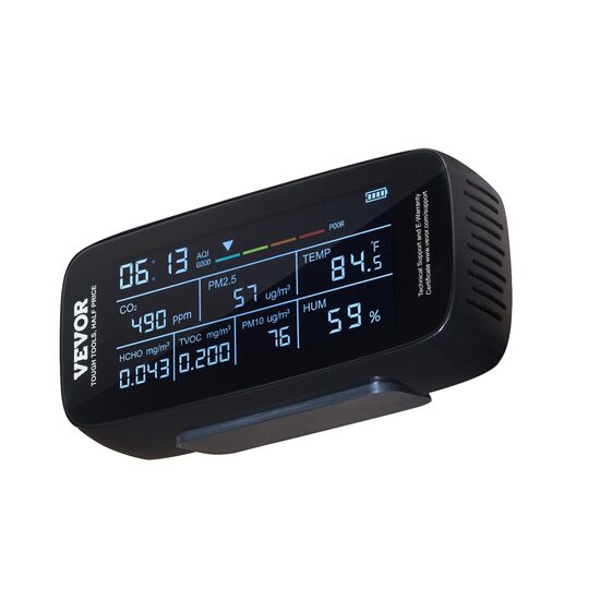 Detector calitate aer 9 in 1, CO2, AQI, PM1.0, PM2.5, PM10, TVOC, HCHO, umiditate, temperatura
