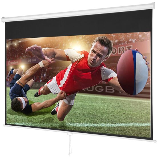 Ecran de proiectie retractabil manual, 100 inch, 4K Ultra HD, 16:9, Material anti-lumina