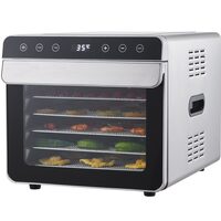 Deshidrator fructe si legume, Inox, 700 W, 6 tavi, Temperatura reglabila, Panou digital, Temporizator