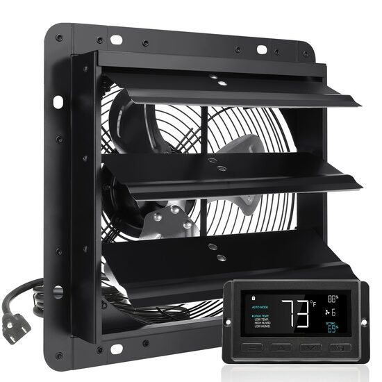 Ventilator evacuare pentru spatii comerciale, sere, depozite, Metal, 70 W, 2900 m³/h, diametru 406 mm, 60 dB, Programator inteligent