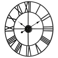 Ceas metalic de perete, Vivatechnixx mecanism quartz, diametru 60 cm, Negru, 1 x AA