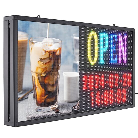 Reclama luminoasa led, Programabila, Wi-Fi, USB, P5 Full Color, 67 x 35 cm, Aluminiu/ABS