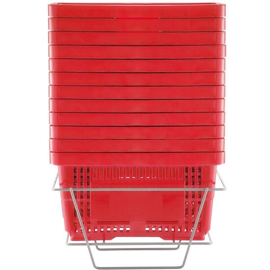 Set 12 cosuri de cumparaturi, capacitate 24 l, Rosu, 425 x 295 x 225 mm