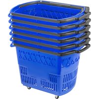 Set 6 cosuri de cumparaturi, capacitate 39 l, Albastru, 4 roti pivotante, 540 x 530 x 365 mm