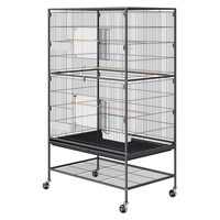 Cusca pentru pasari, Otel, 79x51x132 mm, sertar metalic, 4 roti pivotante, 2 usi, sertar detasabil