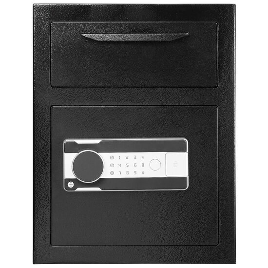 Seif valori, blocare cifru si cheie, 350x300x450 mm, Negru