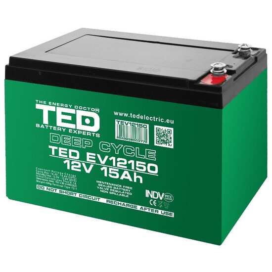 Acumulator pentru vehicule electrice 12V, 15 Ah, AGM, VRLA, SLA, MF