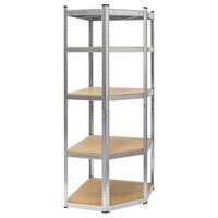 Raft metalic de colt cu 5 x polite MDF, sarcina max pe raft 175 kg, dimensiune 180x70x40 cm