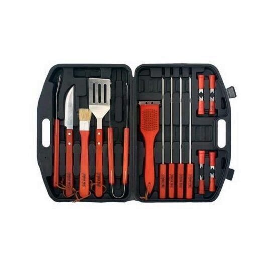 Set 18 ustensile pentru gratar Strend Pro BBQ C21007, otel inoxidabil, maner lemn