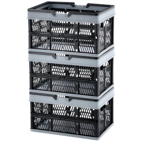 Set 3 cosuri pliabile pentru cumparaturi, 25 l, dimensiune 450 x 315 x 240 mm