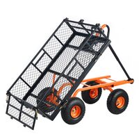 Carucior de gradina basculabil, 4 x roti, Capacitate 200 kg, Vivatechnix, Panouri detasabile, 1770x495x500 mm