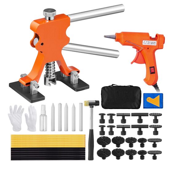 Kit pentru indreptare caroserie fara vopsire, 46 elemente, pistol silicon
