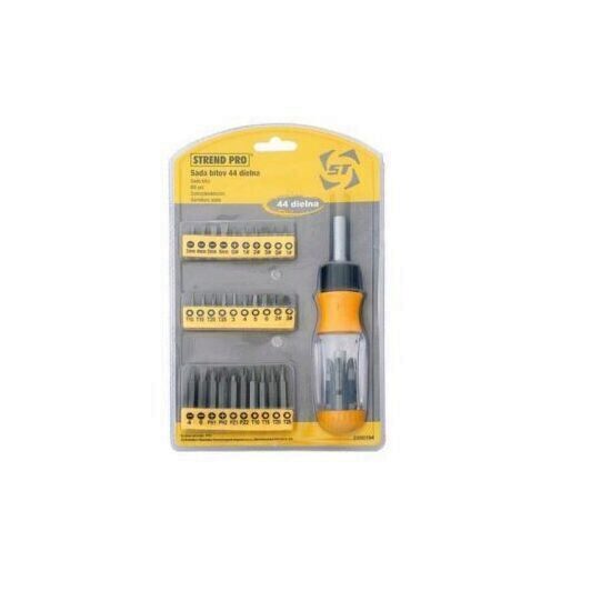 Set biti in blister Strend Pro YF40240, 44 buc, Cr-V, antrenor cu clichet