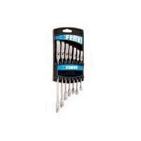 Set 7 chei combinate si articulate cu clichet, Fervi 0690/07P, 8-19 mm, Cr-V  