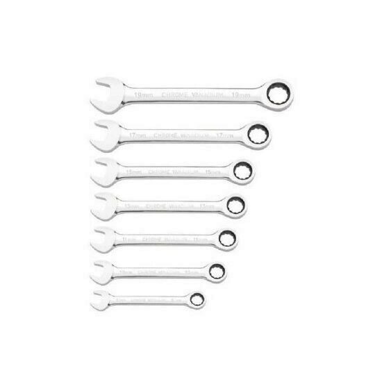 Set chei combinate cu clichet, Fervi 0700, 7 buc in set, 8-19 mm, Cr-V