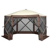Pavilion de gradina cu 6 pereti laterali, Pliabil, 3.51 x 3.51 x 2.28 m, Maro, Geanta transport, UV