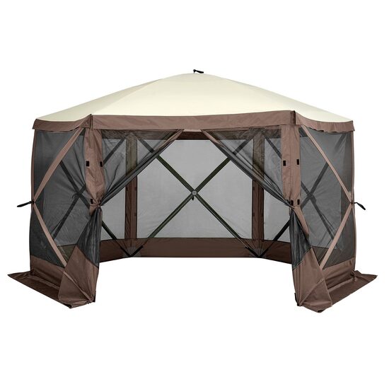 Pavilion de gradina cu 6 pereti laterali, Pliabil, 3.51 x 3.51 x 2.28 m, Maro, Geanta transport, UV
