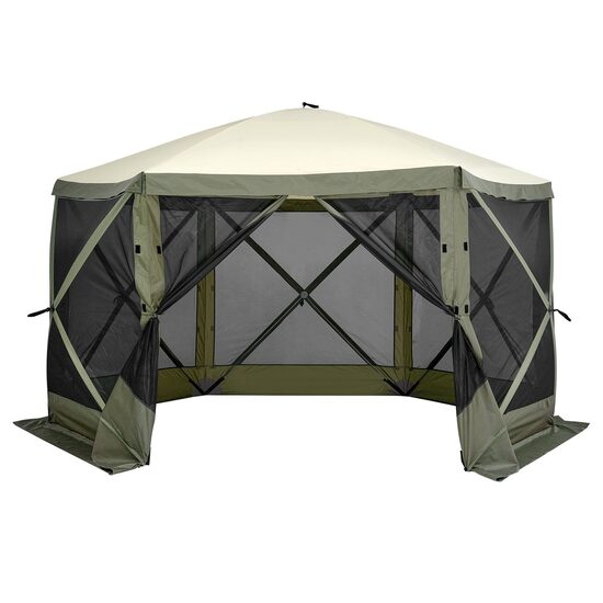 Pavilion de gradina cu 6 pereti laterali, Pliabil, 3.66 x 3.66 x 2.4, Verde, Geanta transport, UV