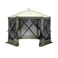 Pavilion de gradina cu 6 pereti laterali, Pliabil, 3.05 x 3.05 x 2.29 m, Verde, Geanta transport, UV