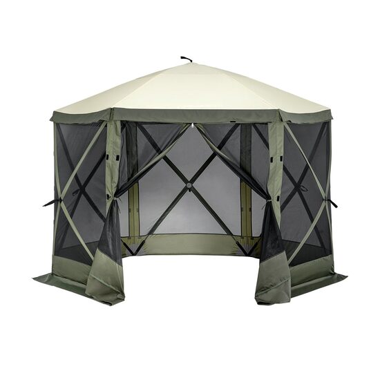 Pavilion de gradina cu 6 pereti laterali, Pliabil, 3.05 x 3.05 x 2.29 m, Verde, Geanta transport, UV